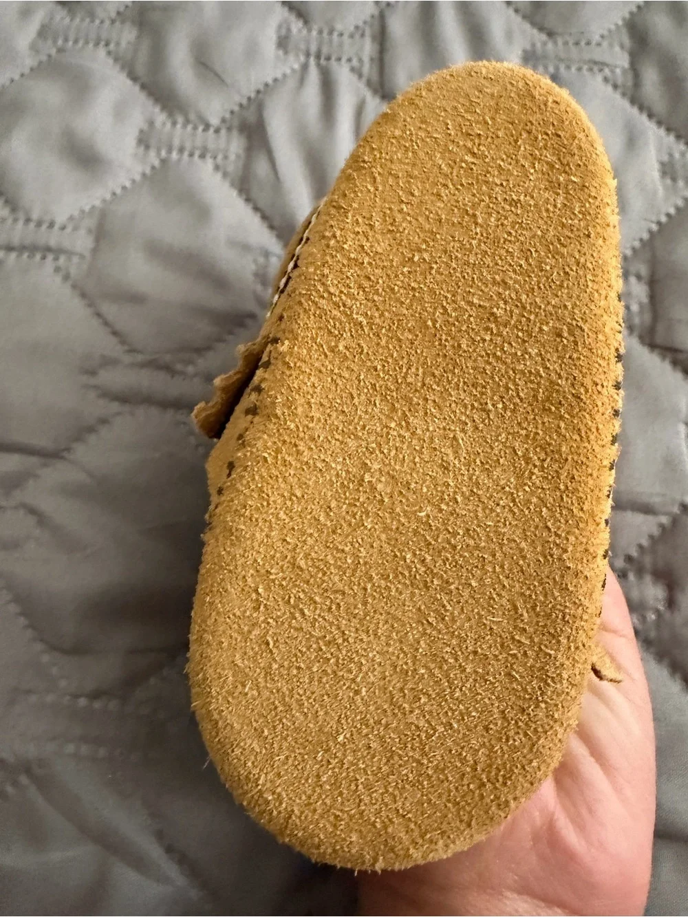 Minnetonka Kids Suede Moccasins in Tan